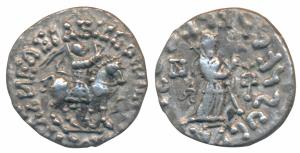 Indo-Scythians, Azes II (35 BC - 5 AD), Silver Drachm, 1.84g, obv. king mounted on a horse