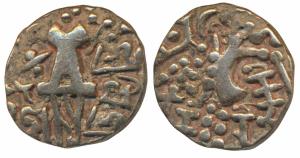 Karkotakas of Kashmir, Vigrahapala (c. 5th century AD), Base Gold Dinara, 7.64g, obv.seate