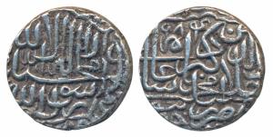 Akbar, Silver Rupee, 11.42g, Dar al-Khilafat Jaunpur Mint, AH 984, Kalima type (KM 80.10).