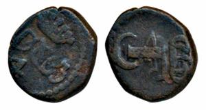 Tranquebar, Fredrick VI, Copper 4 Kas / Cash, 2.74g, obv. crowned F5 monogram, rev. Crowne
