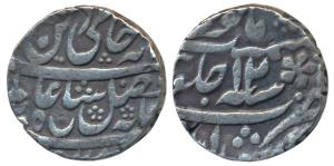 Murshidabad Mint, Silver Rupee, 11.5g, in the name of Shah Alam II, RY 12, obv. crescent a