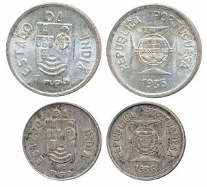 Silver Rupia and ½ Rupia, 1935 and 1936 (KM 23 & 22). Uncirculated. (2)