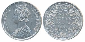 Victoria Empress, Silver Rupee, 1881, Bombay Mint, A3 / IV / dot, (Prid 157). Cleaned, Ext