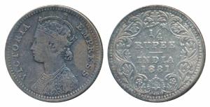Victoria Empress, Silver ¼ Rupee, 1881, Bombay Mint, C / II / dot, Unlisted in Pridmore, (