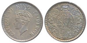 George VI, Silver Rupee, 1938, Bombay Mint, A / I, with dot, (Prid 234). About Uncirculate