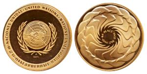 United Nations, Bronze Peace Medallion, 24.63g, Franklin Mint, 1971. Uncirculated, within 