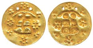 Pendant, Gold, 3.77 g, foot impressions of a lady supposed to be that of Goddess Lakshmi, 