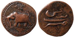 Tipu Sultan, Copper Paisa, 10.89g, Farrukhi Mint, AM 1217 (KM 53.2). Very Fine+.