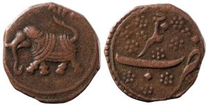 Tipu Sultan, Copper Paisa, 11.26g, Nagar Mint, AM 1218 (KM 103.10). Very Fine+.