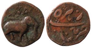 Tipu Sultan, Copper Paisa, 10.99g, Patan Mint, AM 1222 (KM 123.5). About Very Fine.