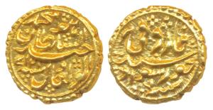 Tipu Sultan, Gold Pagoda, Khursheed Sawad Mint, the denomination Faruqi and mint name with