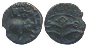 Satavahanas, Satakarni I (1st century BC), Potin Unit, 4.2g, obv. an elephant walking to r
