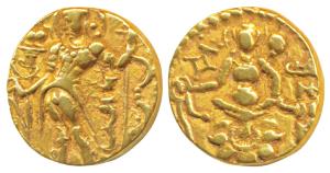 Guptas, Chandragupta II (c. 380-413 AD), Gold Dinar, 7.8g, ‘Archer’ type, obv. king nimbat