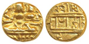 Vijaynagar Empire, Hari Hara II (1377-1404 AD), Gold ½ Pagoda, 1.68g, obv. Shiva-Parvati s