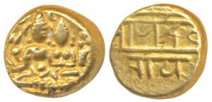 Vijayanagar Empire, Devaraya I (1406-1422 AD), Gold Pagoda, 3.37g, obv. Shiva-Parvati seat