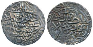 Ghiyath-al-din Azam, Silver Tanka, 10.89g, Hadrat Firuzabad Mint, Nasir amir al-mu ’minin 
