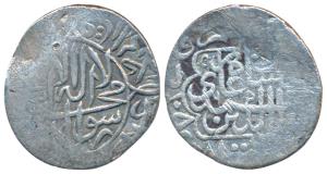Akbar (AH 963-1014; 1556-1605 AD), Silver Shahrukhi, 4.50g, Lahore Mint, AH 965, legend wi