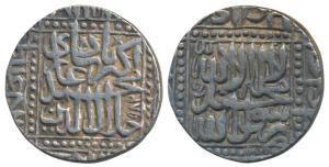 Akbar, Silver Rupee, 11.38g, Dar-us-Sultanat Ahmedabad mint, AH 982, Kalima type, legend w