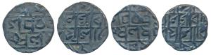 Prana Narayana, Silver ½ Tanka (2), with Date RS 161 & 151, crescent with dot and cross ma