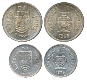 Silver Rupia and ½ Rupia, 1935 and 1936 (KM 23 & 22). About Uncirculated. (2)