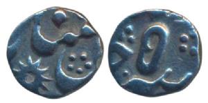 Murshidabad Mint, Silver 1/16 Rupee, 0.68g, in the name of Shah Alam II, RY 5, sun mint ma