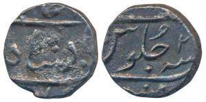 Mumbai Mint, Silver ½ Rupee, 5.60g, in the name of Alamgir II, RY 2, mint name at bottom o