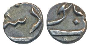 Surat Mint, Silver 1/8 Rupee, 1.38g, in the name of Shah Alam II, privy mark 1 (Prid 256).
