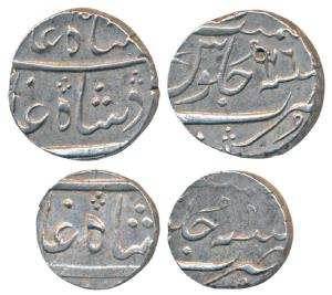 Surat Mint, Silver Rupee and ½, 11.59g & 5.75g, in the name of Shah Alam II, RY 46, Privy 