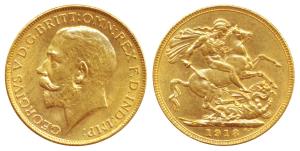 George V, Gold Sovereign, 8g, Bombay Mint, 1918, ‘I’ mint mark for India on rev. (KM 525A)