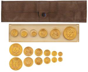 Mexico, Gold set of 6 different, Gold 50 Pesos, 41.67g, 1947, obv. Centennial of Independe