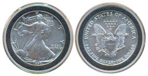United States of America, Silver Dollar, 31.29g, 1990, Walking Liberty, (KM 273). Superb M
