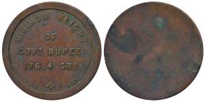 Minimum weight of Rupee, Copper 11.35g, Minimum Weight of Government Rupee 176.4 Grains. U