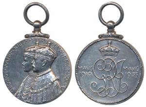 George V and Queen Mary Silver Jubilee Medal, Silver, obv. conjoined bust of George V and 