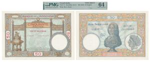 French India, Banque De L’Indochine, Rupees 50, Pondicherry, Specimen perforated across th