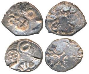 Archaic Punch Marked Coinage, attributed to Panchala Janapada, Silver ½ Karshapana (2), ge