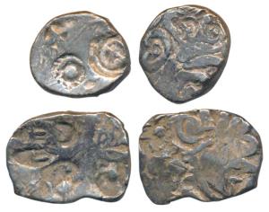 Archaic Punch Marked Coinage, attributed to Panchala Janapada, Silver ½ Karshapana (2), ge