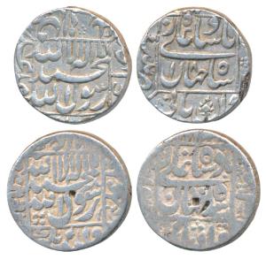 Shah Jahan, Silver Rupee (2), Surat Mint; Patna Mint, RY 18, legend within square area, co