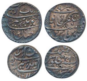 Aurangzeb, Silver Rupee (2), 11.18g, Golkonda Mint, AH 1076/28 (Error date), (KM 300.28); 