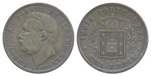 Luiz I (Ludwig) (1861-1889 AD), Silver Uma Rupia / Rupee, 1882 (KM 312). Very Fine.