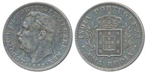 Luiz I (Ludwig), Silver Uma Rupia / Rupee, 1882 (KM 312). Very Fine+.