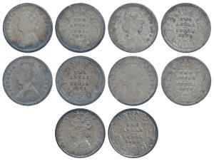 Victoria Empress, Silver 2 Annas (4), 1879, Calcutta Mint, B / II / C incuse, (Prid 494); 