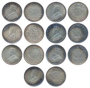 George V, Silver Rupee (7), 1912, 1913, 1916, 1917 & 1920, Bombay and Calcutta Mint. Very 