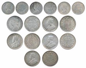 Assorted lot (8), Victoria Empress, Silver ¼ Rupee, 1894, Bombay Mint, Bombay Mint, C / I 
