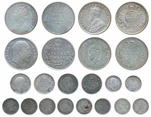 Assorted lot (11), Silver Rupee (4), Victoria, 1891; Edward, 1905; George V, 1917; George 