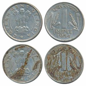 Cupro-Nickel Rupee, 1954 (2), Bombay Mint (KM 7.2). Fine+ and Very Fine+. (2)