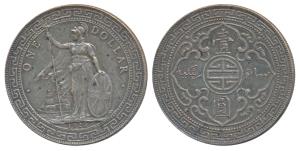 Great Britain, Silver Trade Dollar, rev. Britannia with spear and shield, value around and