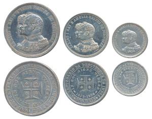 Portugal, Carlos I, Silver 1000, 500 & 200 Reis, 1898, 400th Anniversary of Discovering In