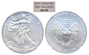 United States of America, Silver 1 Dollar, 31.1g, 2013, American Silver Eagle, Early Relea