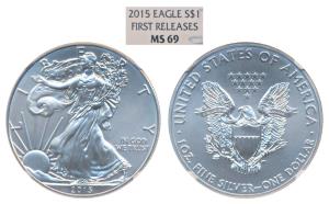 United States of America, Silver 1 Dollar, 31g, 2015, American Silver Eagle, First Release