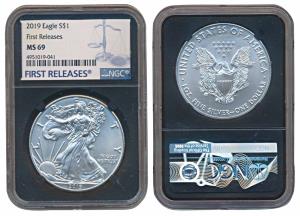 United States of America, Silver 1 Dollar, 31.1g, 2019, American Silver Eagle, Early Relea